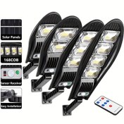 Resim 1 adet yükseltme, 168LED güneş enerjili sokak lambası, açık hava LED bahçe duvarı ayarlanabilir açı güneş ışığı 