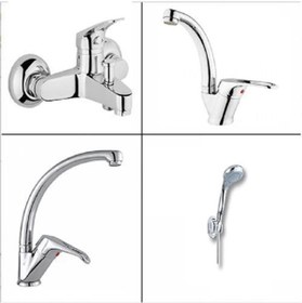 Resim 4'lü Aç Kapa Lavabo + Mutfak + Banyo Bataryası + Duş Seti Krom 