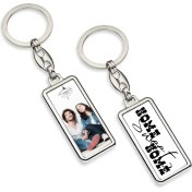 Resim BK Kişiye Özel Çift Taraf Baskılı Dikdörtgen Krom Anahtarlık (Home Sweet Home) 008 