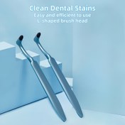 Resim İnterdental Derin Temizlik için 2-Pack L-Şekilli Silikon Diş Lekesi Temizleme Fırçaları, Geri Dönüşümlü, Orta Sertlik 