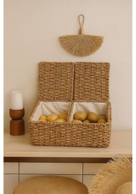 Resim Morponi Hasır 2 Bölmeli Çok Amaçlı Sepet- Patates&soğan Sepeti 39 Cm X 22 Cm Svr Kahverengi 
