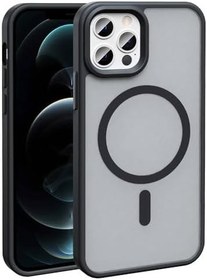 Resim PSR aksesuar Kılıf Magsafe Şarj Özellikli Mat Arka Yüzey Zore Sio Kapak-Siyah Apple iPhone 13 Pro Max ile uyumlu 