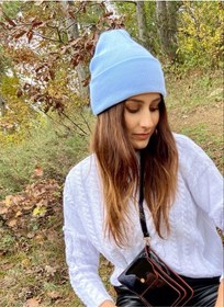 Resim Eke Tekstil Unisex Katlamalı Kışlık Örme Bere Bebe Mavi 