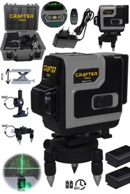Resim CRAFTERTOOLS Germany 360° 12 Köşe Otomatik Hizalamalı Lazer Metre Hizalama Yeşil Çizgili Lazer Hizalama Kumandalı 