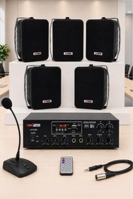 Resim Lastvoice Black Large Paket-4 Hoparlör Ve Anfi Anons Ses Sistemi Seti 