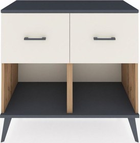 Resim Hyperion Şifonyer 2 Çekmeceli 88x44x80 Çam-antrasit/aytaşı Antrasit/aytaşı 