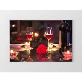 Resim Deniz Çerçeve Romantik Masa ve Şarap Kadehleri Tablosu-Çerçevesiz - 70 x 100 cm 
