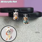 Resim 2 Sevimli Kedi 2D Akrilik Toz Tıpası, Pembe Mavi, Type-C Port İçin Uygun, Telefon Bakım Aksesuarları, 2D Düz 