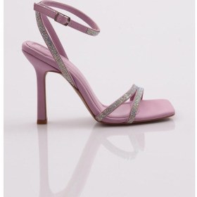 Resim Dgn 2026 Kadin Silver Taşli Bilekten Kemer Bağlamali Topuklu Sandalet 2026-2219-R11119 Lila 