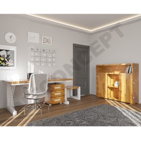 Resim NT Concept Ntconcept Tue Doğal Ahşap Dörtlü Ofis Ve Çalışma Odası-180'lik Takım 