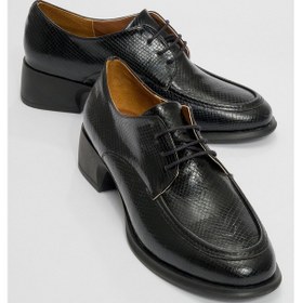 Resim Chies Siyah Desenli Bağcıklı Kadın Loafer Ayakkabı Siyah 