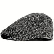 Resim Erkekler için Hafif Nefes Alabilen Beret - Vintage Tarzı Haber Şapkası, Bahar/Yaz Dış Mekan Rahat Şapka, Polyester 