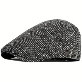 Resim Erkekler için Hafif Nefes Alabilen Beret - Vintage Tarzı Haber Şapkası, Bahar/Yaz Dış Mekan Rahat Şapka, Polyester 