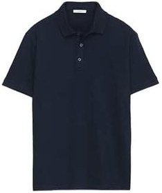 Resim Lacivert Düz Polo Yaka%100 Pamuk T-Shirt 