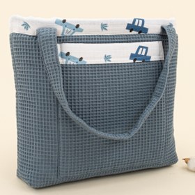 Resim Bebek Bakım Çantası - Koyu Mavi Petek - Mavi Arabalar 