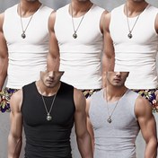 Resim 5 adet Erkek Yelek Geniş Omuzlu Spor Yeleği Siyah Gri Beyaz Fitness İç Çamaşırı Kolsuz Tişört Rahat Nefes Alabilen Yuvarlak Boyun Yeleği 
