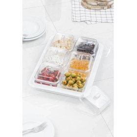 Resim EW's Kitchenware Akrilik Beyaz 6’lı Kapaklı Kahvaltılık Kahvaltı Seti & Saklama Kabı (Cam Değildir) 