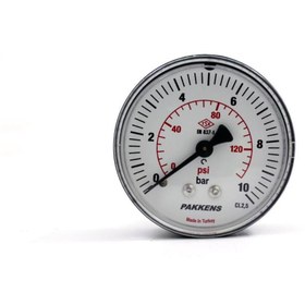 Resim Pakkens 0-10 Bar 63 mm Arkadan Bağlantılı Kuru Manometre G 1/4 inç 