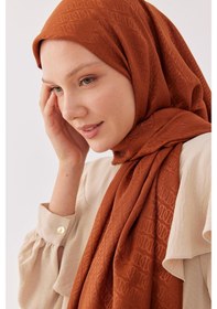 Resim Mirsoy Scarf Halka Desen Parlak Jakar Şal - Bakır Bakır 