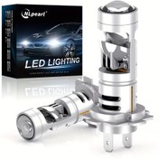 Resim 2 adet H7 LED Ampuller, 6500K Beyaz Işık, 12V 100W Mini Projektör Far Ampulleri, 30000LM, Alüminyum Gövde, Otomotiv Araba Farı ve Turbin Işığı için, Pil Gerektirmez 