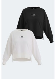 Resim Slazenger Vıtal 2 Li Set Kadın Oversıze Beyaz - Siyah Sweatshirt Beyaz - Siyah 