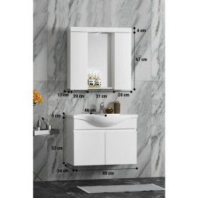 Resim Özceden Yıldız Banyo Dolabı 80 cm Asma Beyaz Mdf 