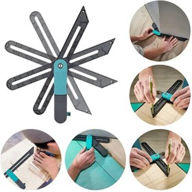 Resim BGA Marangoz Açı ölçer laminat döşeme cetvel laminat kesici, sabitleme fonksiyonlu açılı gönye cetvel 