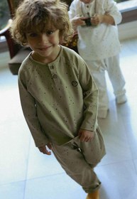 Resim Bebek Pijama Takımı Cosmos Haki Organik Pamuk - Haki Dots / 3-4 Yaş 