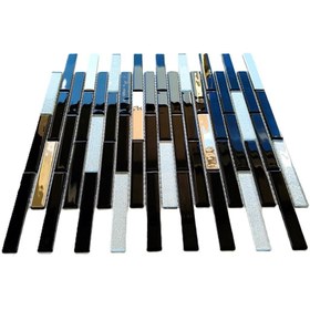 Resim MozaiKristaL Mutfak tazgah arası 15x98x4 Siyah-Krom-Gümüş Kristal Mozaik ( 1 Kutu=11 Karo File=1 m2 Fiyatıdır ) 