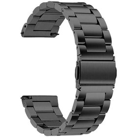 Resim Ekılıf - Samsung Watch Active 2 44mm Uyumlu - Kordon 20mm Metal Kordon Band-04 - Siyah 