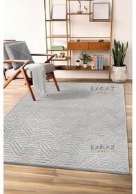 Resim Saraz Halı Ada Kilim Modern Salon Mutfak Koridor Kesme Yolluk Dokuma Makine Halısı Zigzag Gri Gri 