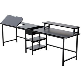 Resim 530-s Bilgisayar Masası, Ekstra Uzun İki Kişilik Masa, Oyun Masa Siyah 
