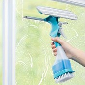 Resim Çok Amaçlı 4'lü Cam Temizleyici Fırça, Püskürtme, Kazıyıcı ve Ovmalı Seçenekleri ile - Pencereler, Aynalar, Fayanlar için İdeal - Kolay Kullanılan Ev Temizlik Aracı, Banyo, Mutfak ve Oturma Odası Temizlik Temel Gereksinimleri|Püskürtme Fonksiyonu|Çok Amaçlı Fırça 
