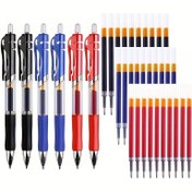 Resim 23 parça/set, Büyük Kapasiteli 0.5mm Yuvarlak Jel Kalem, Basınçlı Jel Kalem Siyah/Kırmızı/Mavi Kırtasiye Okul Ofis Malzemeleri, Teknisyenler veya Öğrenciler için İmza Kalemi 