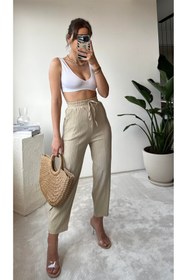 Resim Lady Pixie Gofre Kumaş Yanlardan Cepli Şalvar Pantolon 