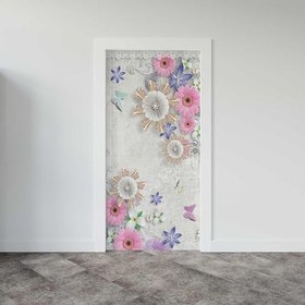 Resim Kapı Giydirme Kapı Sticker Folyosu 3D Papatya 