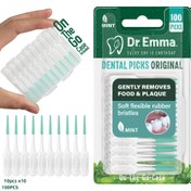 Resim Dr. Emma 100 adet Nane Yumuşak Kauçuklu Diş İpi - Alkol İçermez, Yiyecek ve Plakları Gently Temizler, Temiz Dişler İçin Kolay Kullanımlı Fırça İpi, Diş Hijyeni Temel Ürünleri | Nane Aromalı İpi | Yumuşak Kauçuklu Kıllar 
