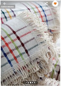 Resim 263 Pamuklu Kareli Çok Renkli Buldan İşi Çekyat-Koltuk Örtüsü 