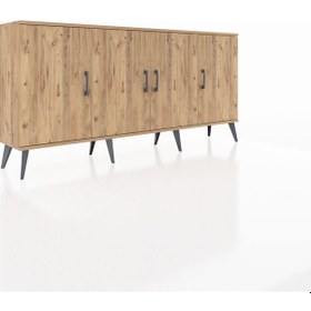 Resim Arges Konsol 3 Raflı 4 Kapaklı 176x30x83 Çam-çam/çam Çam/çam 