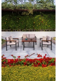 Resim Neokas Bahce Mobilyası, Modern Balkon Mobilyası, Kafe Oturma Takımı, Teras Koltugu, 1+1+2+m Gri 