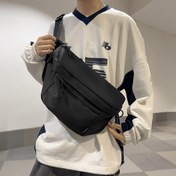 Resim Dayanıklı Yapı) Kadınlar İçin Günlük Kullanıma Uygun Büyük Kapasiteli Bel Çantası - Şık Siyah/Beyaz Kumaş Göğüs Çantası, Ayarlanabilir Askılı ve Fermuarlı, Çok Amaçlı Omuz Çantası | Minimalist Tasarım | Kumaş Malzeme 