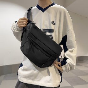 Resim Dayanıklı Yapı) Kadınlar İçin Günlük Kullanıma Uygun Büyük Kapasiteli Bel Çantası - Şık Siyah/Beyaz Kumaş Göğüs Çantası, Ayarlanabilir Askılı ve Fermuarlı, Çok Amaçlı Omuz Çantası | Minimalist Tasarım | Kumaş Malzeme 