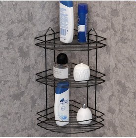 Resim Banyo Aksesuar Seti 4 Lü SİYAH , Ömür Boyu Paslanmaz Köşelik Duş Rafı Şampuanlık SİYAH EK-03 
