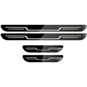 Resim Chuangyinshop Siyah 4 Adet Paslanmaz Çelik Kapı Eşiği Koruması Kenar Hasarlarını Ve Çizilmeleri Önler 