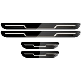 Resim Chuangyinshop Siyah 4 Adet Paslanmaz Çelik Kapı Eşiği Koruması Kenar Hasarlarını Ve Çizilmeleri Önler 