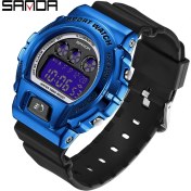 Resim Hanyang Mavi Siyah Sanda Yeni Askeri Spor Saatler El Işığı Ekran Elektronik Saat Askeri Su Geçirmez LED Dijital Saat Relogio Masculino (Yurt Dışından) 
