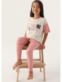 Resim U.s. Polo Assn.1809 Lisanslı Rose Bej Kız Çocuk Pijama Takımı Bej 
