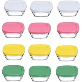 Resim Özbience Pudding Silikon Kapaklı Cam Saklama Kabı 12’li, 310CC, Kahvaltılık Set 