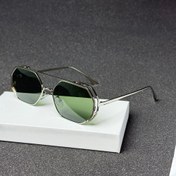 Resim 1 Çift Modaya Uygun Çokgen Metal Gümüş Çerçeve Koyu Yeşil Lens Gözlük 