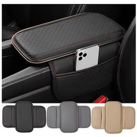 Resim Gaojunshop01 Siyah Kırmızı Çizgili Pu Deri Kolçak Minderi, Hafızalı Köpük, Cep Ve Kartlık, Anti-çizik 